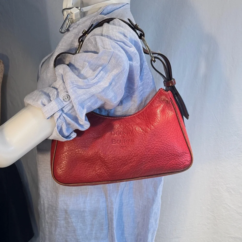 Dooney & Bourke Cherry Red Leather Hobo Shoulder Bag - Picture 5 of 15